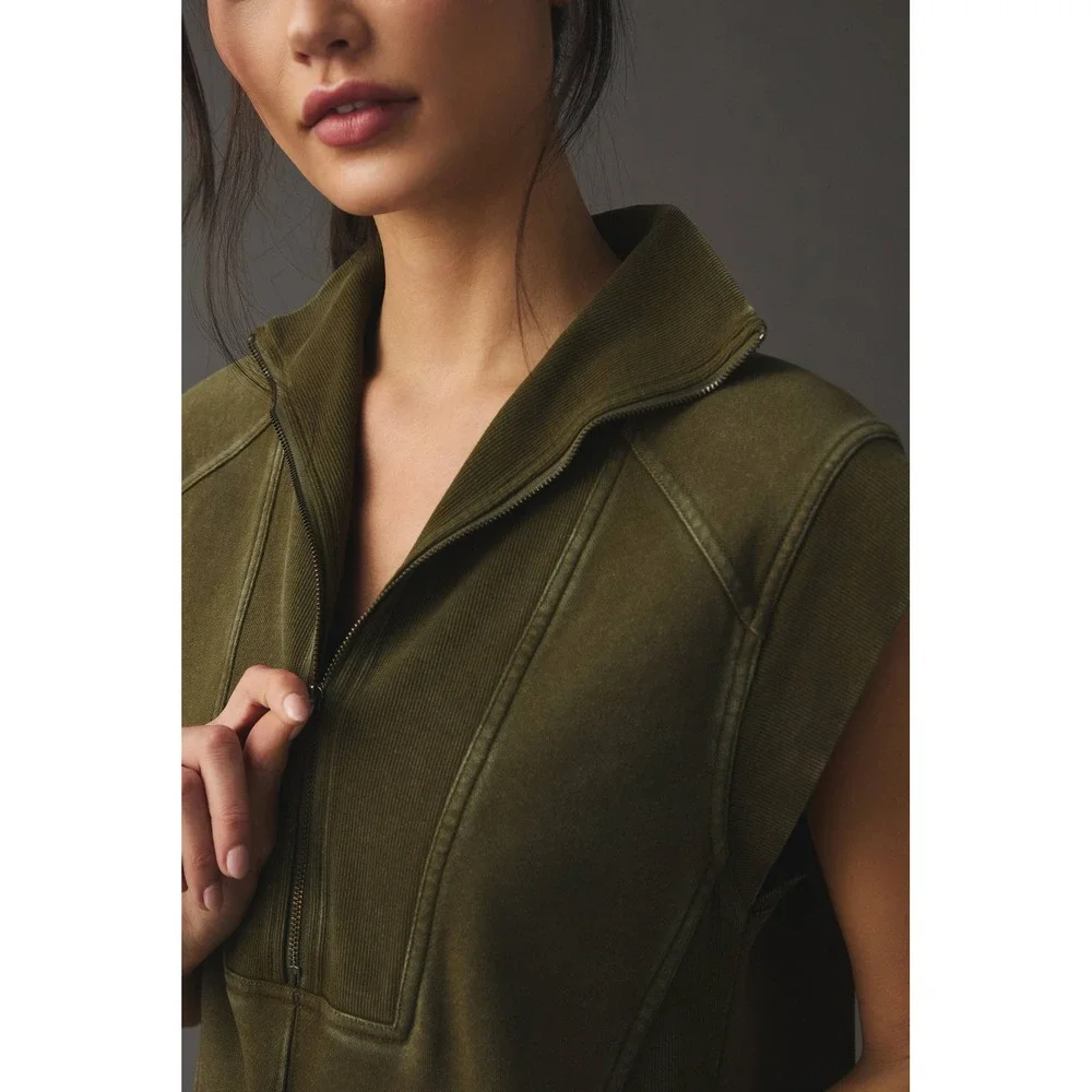 Daily Practice by Anthropologie Meru Zip-Front Mini Dress Green Small - Picture 4 of 10